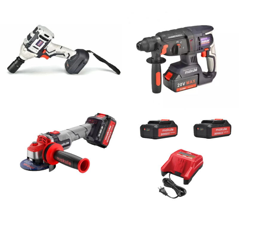 P3-DC02-2B: Grinder+Cord. Hammer+Wrench, 2BATT+CH